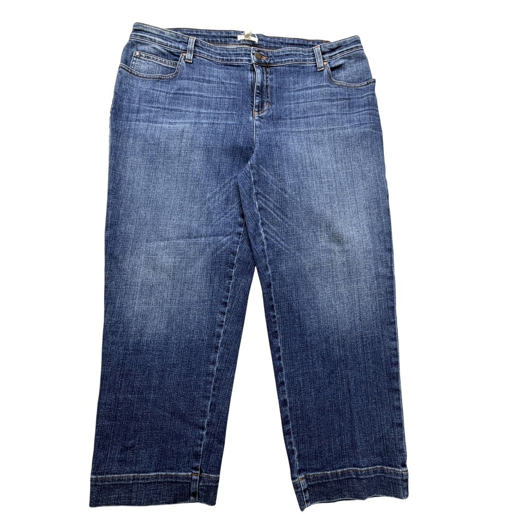 Eileen Fisher Womens 16W Blue High Rise Stretch Denim Relaxed Capri Jeans F16BD